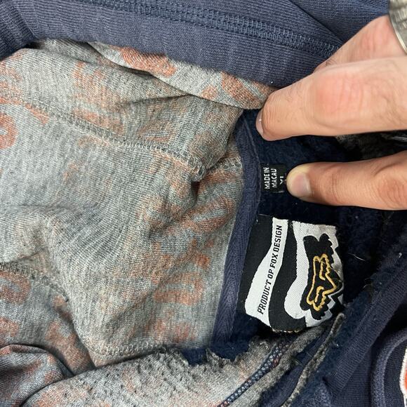 VTG Y2K FOX RACING Hoodie Mens Size XL Sweatshirt Distressed BMX Skater Blue - Picture 8 of 12